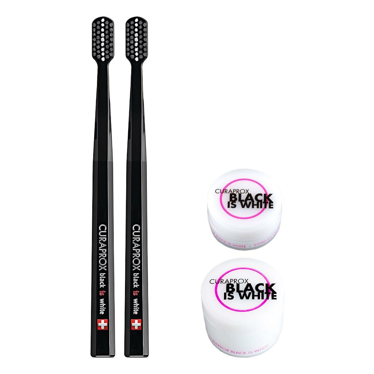クラプロックス 歯ブラシ ブラックイズホワイト（黒×黒）2本セット+粉