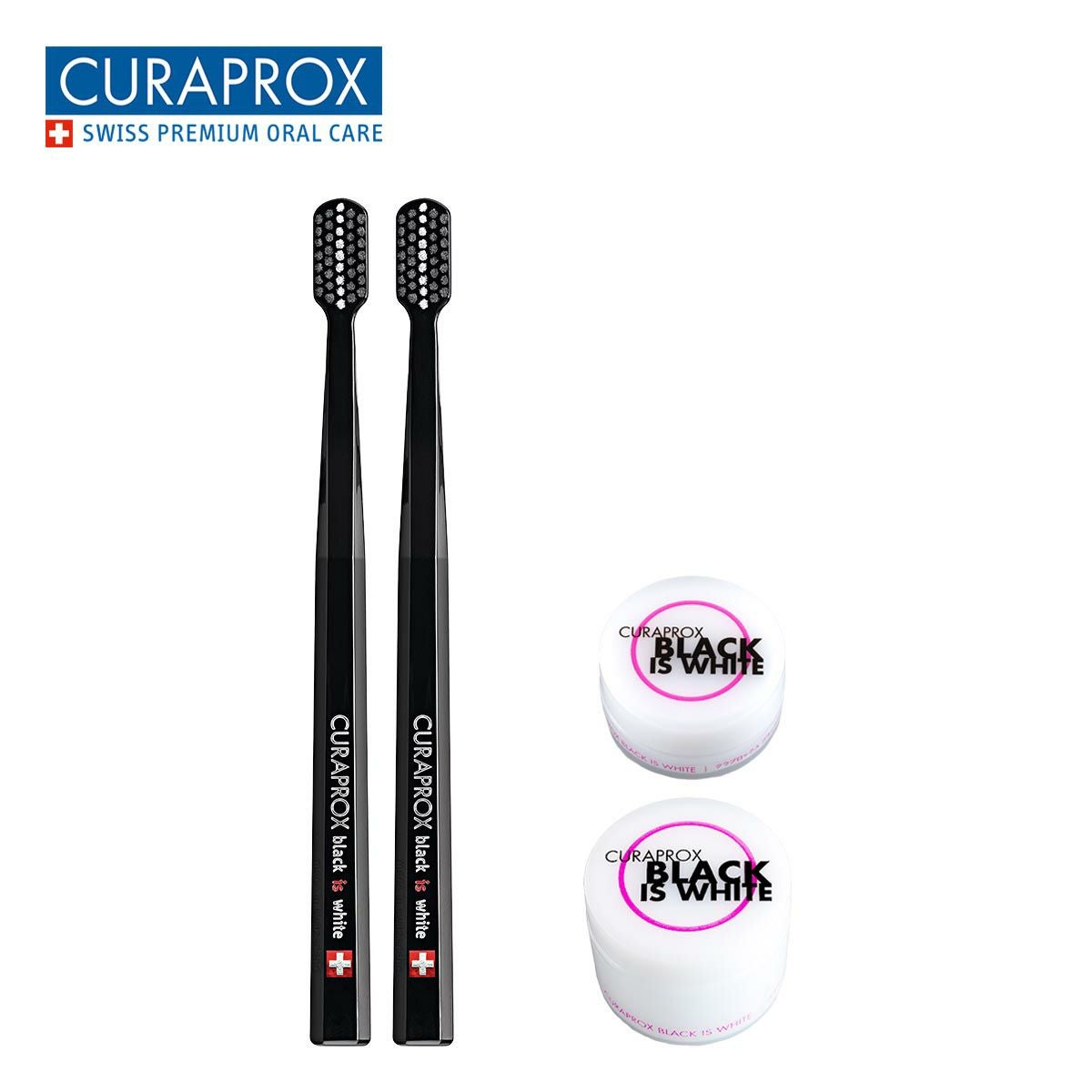 クラプロックス 歯ブラシ ブラックイズホワイト（黒×黒）2本セット+粉